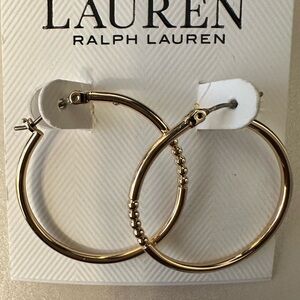 Lauren Ralph Lauren Goldtone Hoop Earrings New